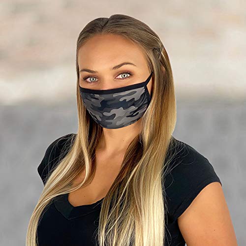 Washable and Reusable Cotton Designer Fashion Face Masks for Woman. Soft Comfortable Breathable Cute Stylish Adjustable 2-layer Face Cover Adults - Urban Camo
