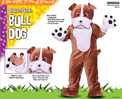 Forum Novelties mens Deluxe Plush Bulldog Mascot Adult Sized Costumes, Brown, One Size US