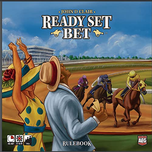 Alderac Entertainment Group (AEG) Ready Set Bet - Alderac Entertainment Group, Horse Racing Betting Board Game, Ages 14+, 2-9 Players, 45-60 Min, White, Medium
