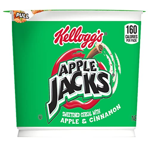 Apple Jacks Cold Breakfast Cereal Cups, 8 Vitamins and Minerals, Kids Snacks, Original (12 Cups)