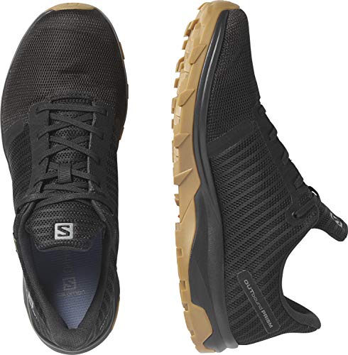 Salomon Outbound Prism Gore-TEX Hiking Boots for Men, Black/Black/Gum1a, 9.5