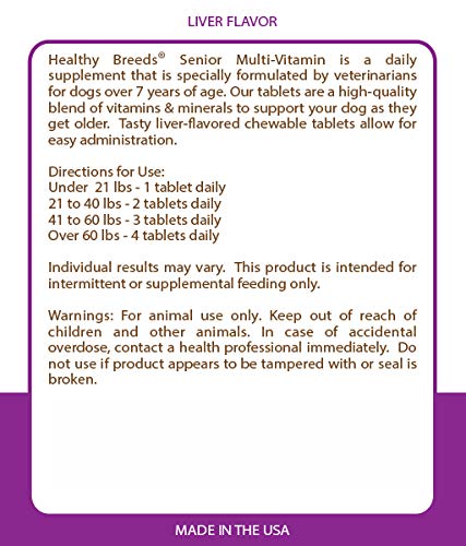 Healthy Breeds Senior Dog Vitamins for Brussels Griffon - OVER 200 BREEDS - Veterinarian Formulated Daily Dietary Chewable Tablet - 60 Chews