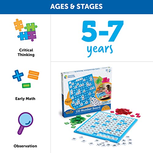 Learning Resources 120 Number Board -181 Pieces, Ages 6+ Learning Math Games for Kids, Educational and Fun Games for Kids