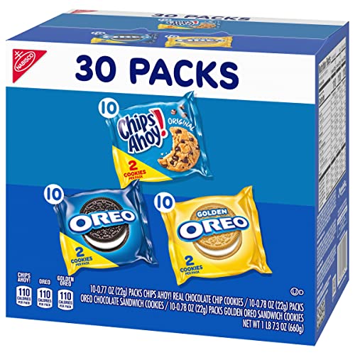 Nabisco Sweet Treats Cookie Variety Pack OREO, OREO Golden and CHIPS AHOY!, 30 Snack Packs (2 Cookies Per Pack)