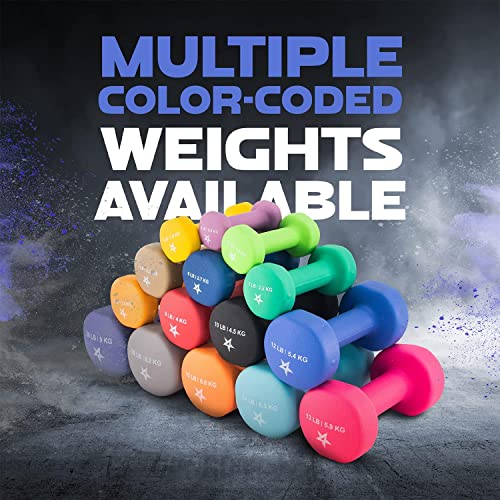 Yes4All Non-Slip, Hexagon Neoprene Dumbbells – 12lbs Neoprene Dumbbell Set for Muscle Toning, Strength Building, Weight Loss (Vivid Dark Blue - Pair)