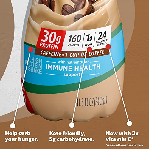 Premier Protein Shake, Café Latte, 30g Protein, 1g Sugar, 24 Vitamins and Minerals, Nutrients to Support Immune Health 11.5 fl oz, 12 Pack