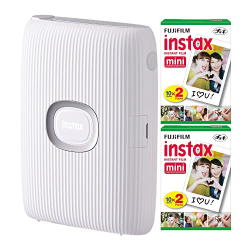 Fujifilm Instax Mini Link Smartphone Printer (Ash White) + Fuji Instax Mini Film (40 Sheets) - Instax Mini Link Printer Bundle
