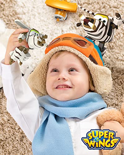 Super Wings 5' Transforming Bello Airplane Toys, Safe and Durable Vehicle Action Figure, Superwings Transforming Plane to Robot, Fun Preschool Toy Planes, Gifts Toys for Kids Aged 3 and Up, Stripes