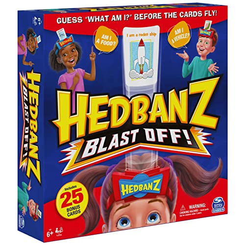 Hedbanz Blast Off! Guessing Game with 25 Bonus Cards, for Kids and Families Ages 6 and up (Amazon Exclusive)