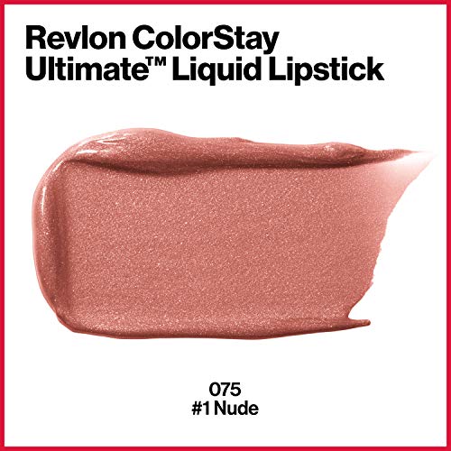 Liquid Lipstick by Revlon, Face Makeup, ColorStay Ultimate, Longwear Rich Lip Colors, Satin Finish, 075 #1 Nude, 0.07 Oz