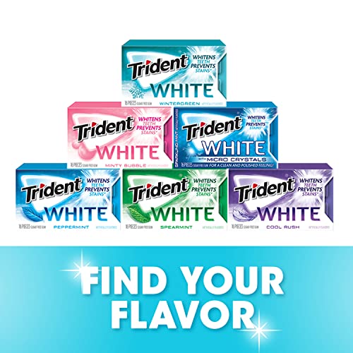 Trident White Wintergreen Sugar Free Gum, 9 Packs of 16 Pieces (144 Total Pieces)