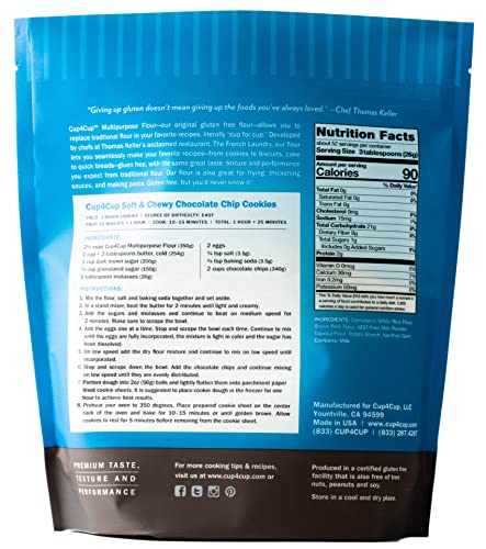 Cup4Cup Multipurpose Flour, 3 Pounds, Certified Gluten Free, 1:1 All Purpose Flour Substitution, Non-GMO, Kosher, Made in the USA