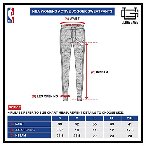 Ultra Game NBA Golden State Warriors Womens Active Basic Fleece Jogger Sweatpants, Space Dye Gray, Large