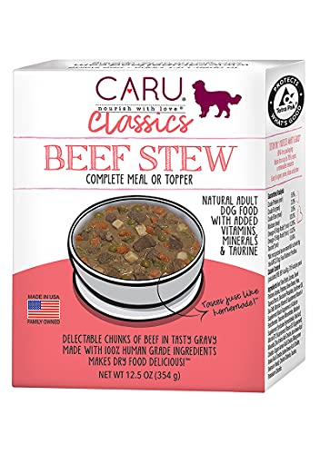 Caru Real Beef Stew for Dogs, Natural Adult Wet Dog Food with Added Vitamins and Minerals, Free From Grain, Wheat and Gluten (Pack of 12)