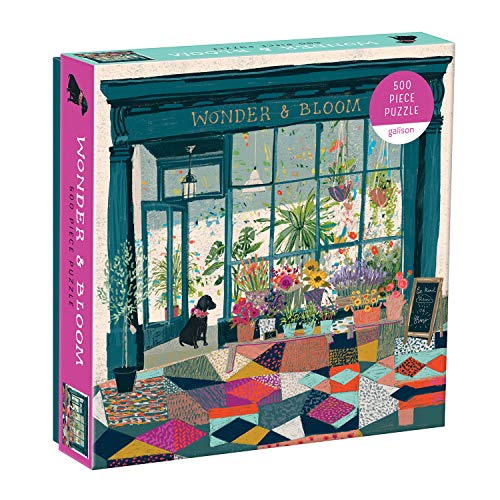 Galison Wonder and Bloom Puzzle, 500 Pieces, 20”x20” – Brightly Colored Scene of a Welcoming Local Plant Shop – Challenging, Perfect for Family Fun, Multicolor