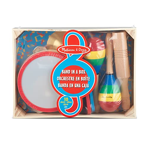Melissa and Doug Band-in-a-Box Clap! Clang! Tap! - 10-Piece Musical Instrument Set - Kids Musical Instruments, Wooden Percussion Instruments For Toddlers And Kids Ages 3+