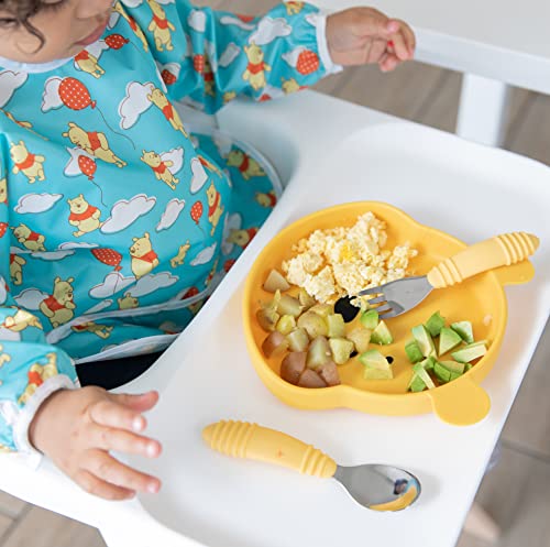 Bumkins Disney Silicone Grip Dish, Suction Plate, Divided Plate, Baby Toddler Plate, BPA Free, Microwave and Dishwasher Safe - Winnie The Pooh