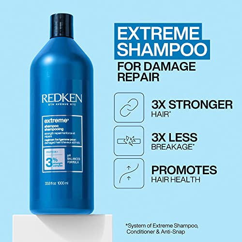 Redken Extreme Shampoo, Anti-Breakage and Repair for Damaged Hair, Infused with Proteins, 33.8 Fl Oz