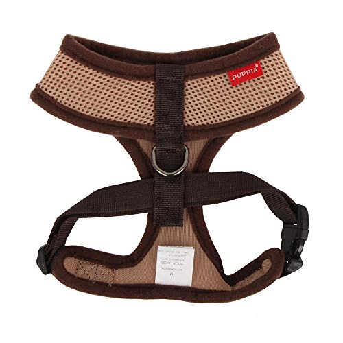 Puppia Soft Dog Harness No Choke Over-The-Head Triple Layered Breathable Mesh Adjustable Chest Belt and Quick-Release Buckle, Beige, X-Small