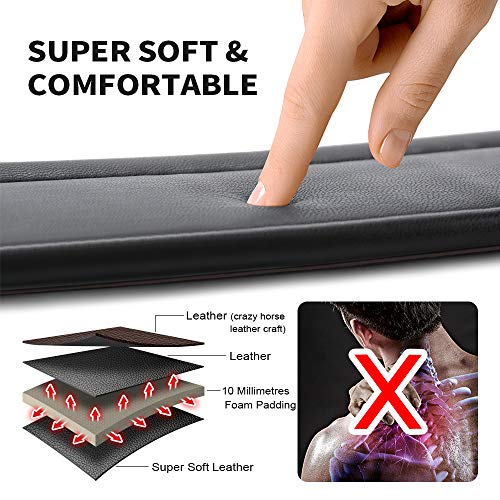 Rinastore Guitar Strap Leather 3 Inch Wide Full Grain Padded Soft Leather Strap for Acoustic, Electric and Bass Guitars (Whiskey Brown)