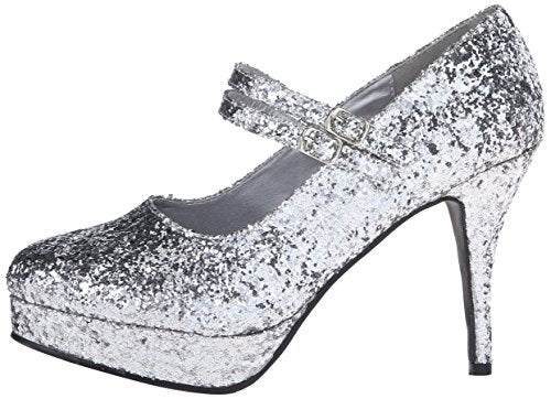 Ellie Shoes Women's 421-Jane-G Maryjane Pump,Silver Glitter,8 M US
