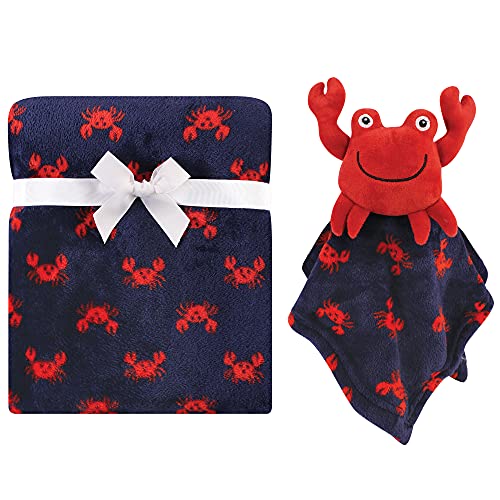 Hudson Baby Unisex Baby Plush Blanket with Security Blanket, Crab, One Size
