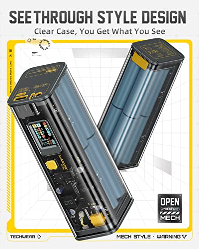 Shargeek Portable Charger, Storm 2 100W 25600mAh Laptop Power Bank, World's First See Through Battery Pack with IPS Screen, DC and 2 USB C and USB Ports for MacBook Pro/Dell XPS, iPad/iPhone 13 and More