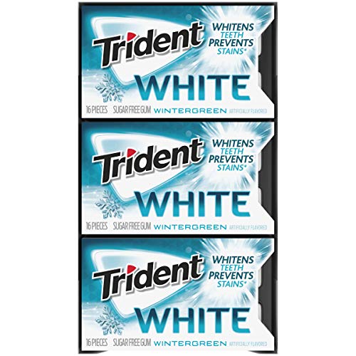 Trident White Wintergreen Sugar Free Gum, 9 Packs of 16 Pieces (144 Total Pieces)