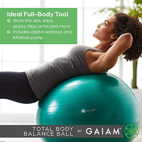 Gaiam 05-51980 Total Body Balance Ball Kit - Includes 55cm Anti-Burst Stability Exercise Yoga Ball, Air Pump and Workout Video - Purple