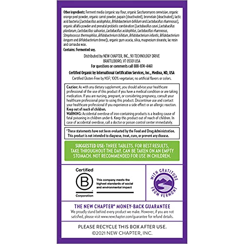 New Chapter Advanced Perfect Prenatal Vitamins - 48ct, Organic, Non-GMO Ingredients for Healthy Baby and Mom - Folate (Methylfolate), Iron, Vitamin D3, Fermented with Whole Foods and Probiotics