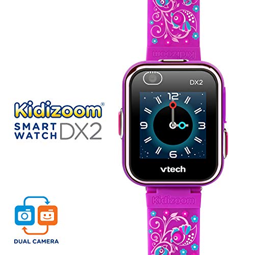 VTech KidiZoom Smartwatch DX2, Special Edition Floral Birds with Bonus, Pedometer, Vivid Violet Wristband