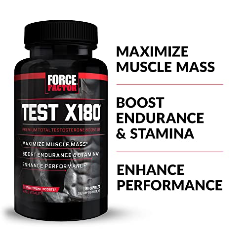 Force Factor Test X180, 3-Pack, Testosterone Booster Supplement for Men with Fenugreek Seed Tribulus and Mens Vitamins to Build Lean Muscle, Enhance Male Athletic Performance, Cordyceps, 180 Capsules