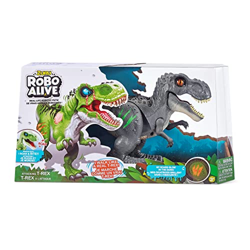 Robo Alive Attacking Grey T-Rex Battery-Powered Robotic Toy by Zuru