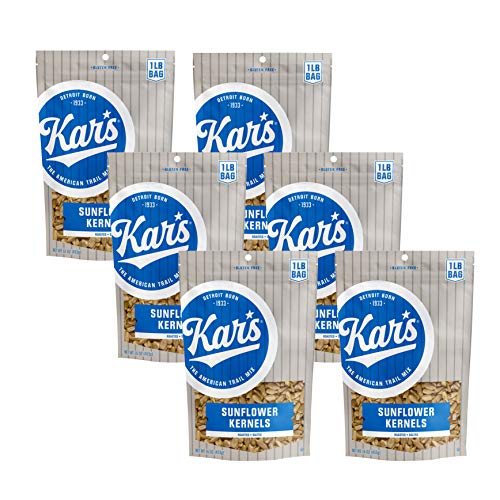 Kar's Nuts Sunflower Kernels Snacks - Roasted and Lightly Salted - 16 Ounce Resealable Pouch (Pack of 6)