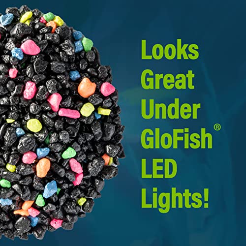 GloFish aquarium Gravel 5 Pounds, Black With Fluorescent Accents, Complements GloFish Tanks