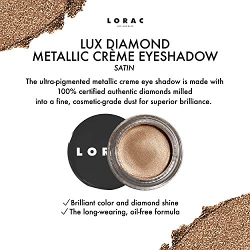 LORAC Lux Diamond Crème Eye Shadow | Metallic Shimmer Eyeshadow Powder | Suede Brown