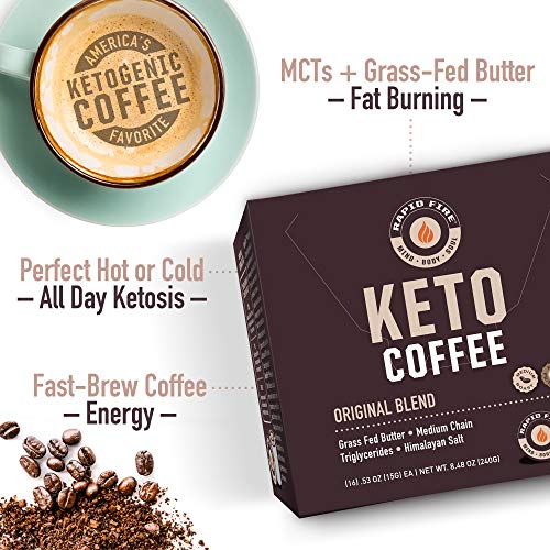 Rapid Fire High Performance Keto Coffee Pods, Supports Energy and Metabolism, Weight Loss, Ketogenic Diet 16 Single Serve K-Cup Pods,