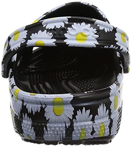 Crocs Unisex- Adult Classic Printed Floral Clogs, Black Daisy, 6 Women/4 Men