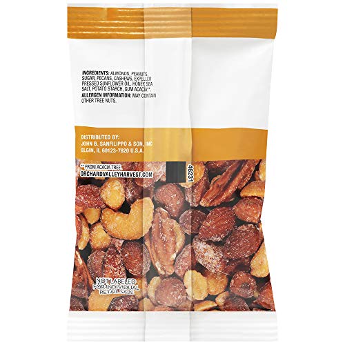 Orchard Valley Harvest Honey Roasted Mixed Nuts, 1 Ounce Bags (Pack of 15), Almonds, Peanuts, Pecans, and Cashews, Gluten Free, Non-GMO, No Artificial Ingredients