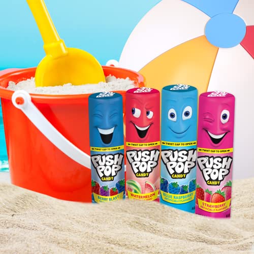 Push Pop Individually Wrapped Bulk Lollipop Variety Summer Party Pack - 10 Count Lollipop Suckers in Assorted Fruity Flavors - Fun Summer Candy for Pool Parties, 4th of July Events, And Birthdays