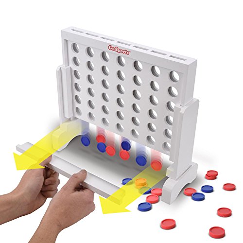 GoSports 1 Foot Width Premium Solid Wood 4 in a Row Game with Carrying Case