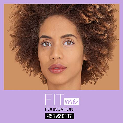 Maybelline Fit Me Dewy + Smooth SPF 18 Liquid Foundation Makeup, Classic Beige, 1 Count