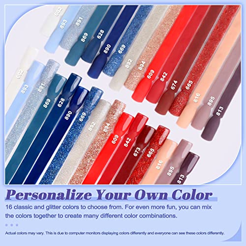 Lavender Violets 20 Pcs Dip Powder Nail Kit Starter - 16 Colors Dipping Powder Liquid Set with Base Top Coat, Activator and Brush Saver for Home Salon Nail Art Design M961