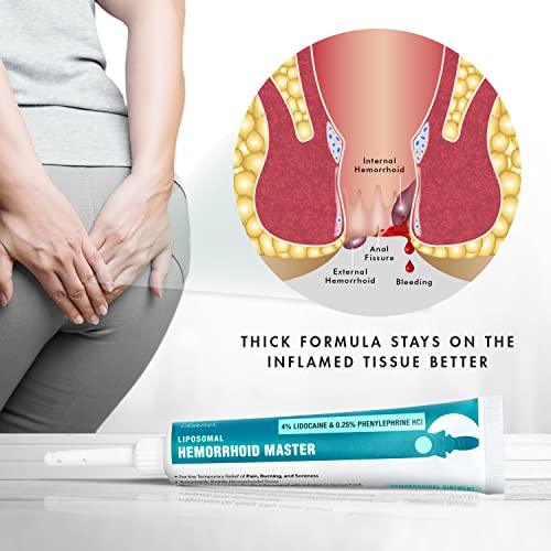 Ebanel Hemorrhoid Treatment Ointment, 1.6 Oz Lidocaine Anal Fissure Anesthetic Cream for Pain, Burning, Itching, Swelling, Bleeding with Phenylephrine, Hydrocortisone, Aloe, Chamomile, Vitamins