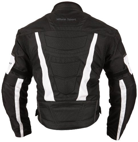 Milano Sport Gamma Motorcycle Jacket with White Accent (Black, Large)