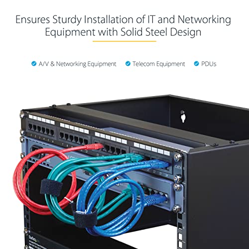 StarTech.com 6U Wall Mount Network Rack - 14 Inch Deep (Low Profile) - 19' Patch Panel Bracket for Shallow Server and IT Equipment, Network Switches - 44lbs/20kg Weight Capacity, Black (WALLMOUNT6)