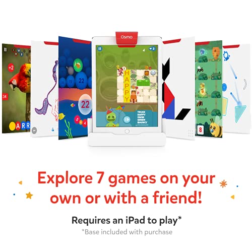 Osmo-Genius Starter Kit for iPad + Family Game Night-7 Educational Learning Games for Spelling and Math-Ages 6-10-STEM Toy Gifts for Kids-Boy andGirl-6 7 8 9 10(Osmo iPad Base Included - Amazon Exclusive)