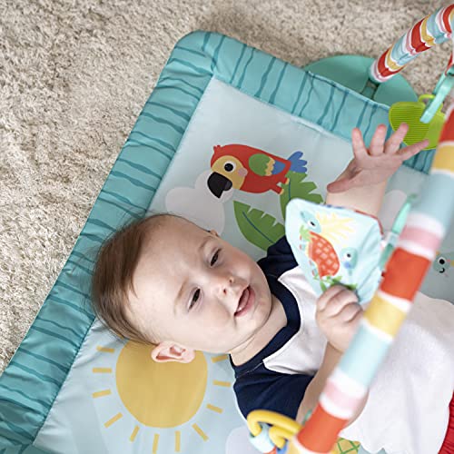 Bright Starts Tiki Bar Baby Activity Gym and Tummy Time Mat with Bar and 3 , Newborn to 3 Years