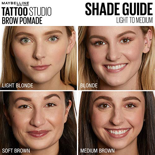 Maybelline TattooStudio Brow Pomade Long Lasting, Buildable, Eyebrow Makeup, Blonde, 1 Count