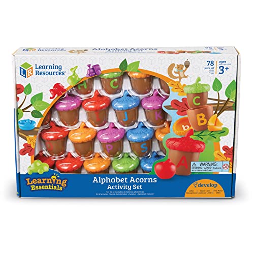 Learning Resources Alphabet Acorns Activity Set, Develops Letter Recognition, Educational Toys for Toddlers, Homeschool, Visual and Tactile Learning Toy, 78 Pieces, Ages 3+